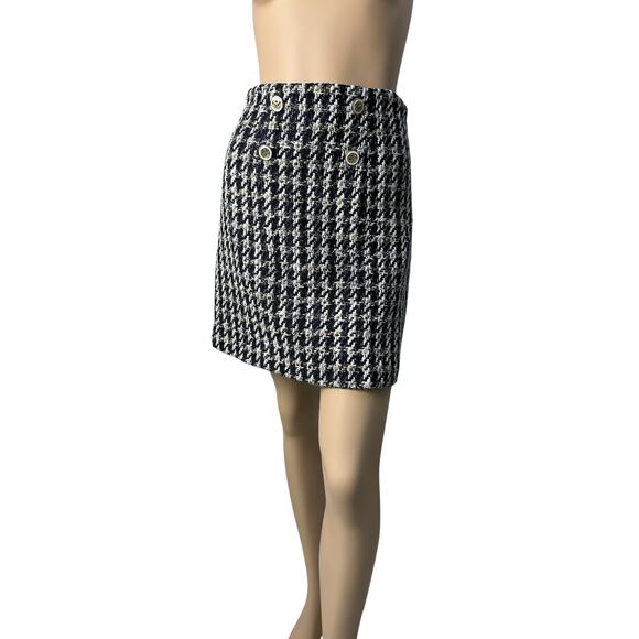 Sandro Houndstooth Decorative Buttons Skirt  Sz.1 - Picture 1 of 6
